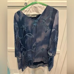 22W NWOT Elena Miro Asymmetrical Blue Blouse